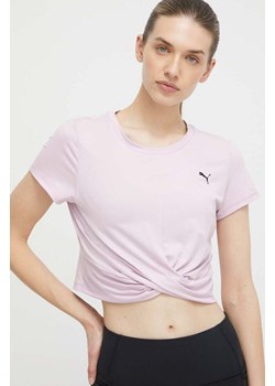 Puma t-shirt do jogi Studio Yogini Lite Twist kolor różowy ze sklepu ANSWEAR.com w kategorii Bluzki damskie - zdjęcie 170333213