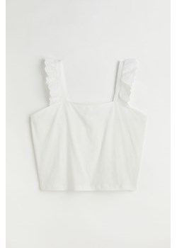 H & M - H & M+ Bawełniany top z falbankami - Biały ze sklepu H&M w kategorii Bluzki damskie - zdjęcie 170335223