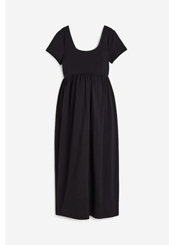 H & M - MAMA Dżersejowa sukienka z dekoltem karo - Czarny ze sklepu H&M w kategorii Sukienki ciążowe - zdjęcie 170335332