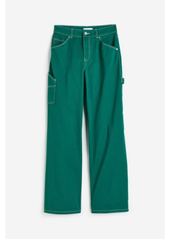 H & M - Spodnie cargo z diagonalu - Zielony ze sklepu H&M w kategorii Spodnie damskie - zdjęcie 170335334