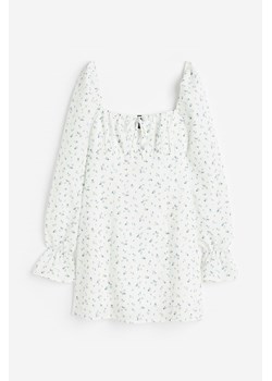 H & M - Krepowana sukienka z bufiastym rękawem - Biały ze sklepu H&M w kategorii Sukienki - zdjęcie 170335413
