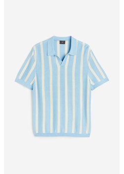 H & M - Dzianinowy top polo Regular Fit - Niebieski ze sklepu H&M w kategorii T-shirty męskie - zdjęcie 170335443