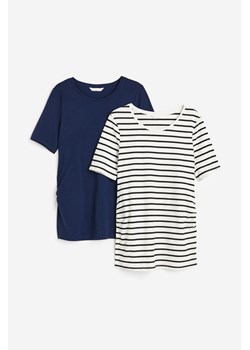 H & M - MAMA Bawełniany T-shirt 2-pak - Niebieski ze sklepu H&M w kategorii Bluzki ciążowe - zdjęcie 170335510
