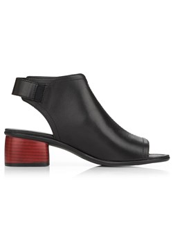 Skórzane komfortowe sandały damskie na obcasie na rzep Remonte R8770-01 czarne ze sklepu ButyModne.pl w kategorii Sandały damskie - zdjęcie 170335630