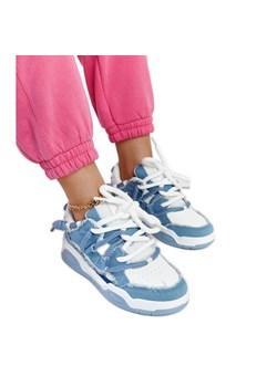 Niebieskie sneakersy z materiałowymi wstawkami Melilot ze sklepu ButyModne.pl w kategorii Buty sportowe damskie - zdjęcie 170335744
