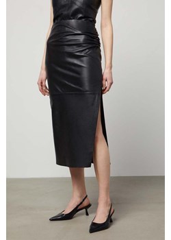 Answear Lab spódnica skórzana kolor czarny midi prosta ze sklepu ANSWEAR.com w kategorii Spódnice - zdjęcie 170337871