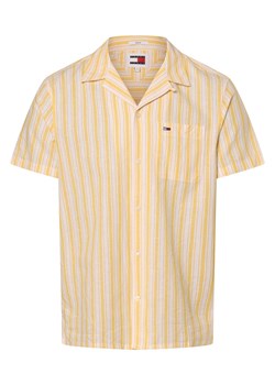 Tommy Jeans Koszula męska z zawartością lnu Mężczyźni Regular Fit Bawełna żółty w paski ze sklepu vangraaf w kategorii Koszule męskie - zdjęcie 170339501