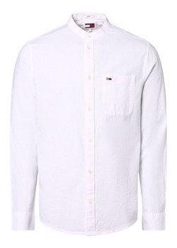 Tommy Jeans Koszula męska z zawartością lnu Mężczyźni Regular Fit Bawełna biały jednolity ze sklepu vangraaf w kategorii Koszule męskie - zdjęcie 170339503