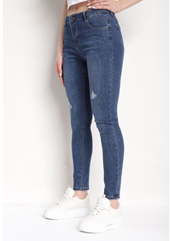 Niebieskie Jeansy Skinny z Minimalistycznymi Przedarciami Wiala ze sklepu Born2be Odzież w kategorii Jeansy damskie - zdjęcie 170340144