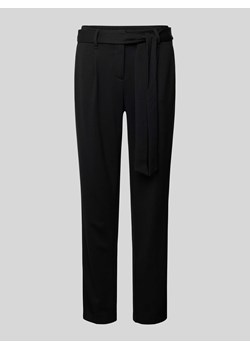 Spodnie z wiązanym paskiem w jednolitym kolorze ze sklepu Peek&Cloppenburg  w kategorii Spodnie damskie - zdjęcie 170342991