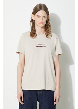 Columbia t-shirt bawełniany Boundless Beauty damski kolor beżowy 2036581 ze sklepu ANSWEAR.com w kategorii Bluzki damskie - zdjęcie 170344693