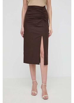 Marella spódnica kolor brązowy midi prosta ze sklepu ANSWEAR.com w kategorii Spódnice - zdjęcie 170345320