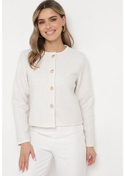 Biały Elegancki Kardigan z Ozdobnymi Guzikami Lomeria ze sklepu Born2be Odzież w kategorii Swetry damskie - zdjęcie 170379450