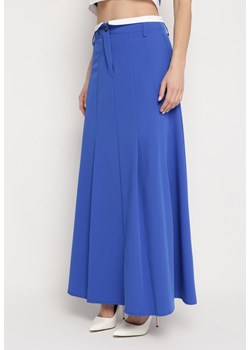 Niebieska Spódnica Maxi Rozkloszowana w Garniturowym Stylu Araxna ze sklepu Born2be Odzież w kategorii Spódnice - zdjęcie 170379870