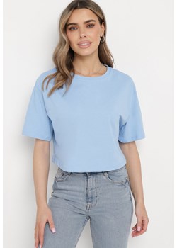Niebieski Bawełniany T-shirt o Szerokim Kroju z Krótkim Rękawem Branjas ze sklepu Born2be Odzież w kategorii Bluzki damskie - zdjęcie 170379933