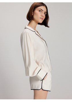 Reserved - Dwuczęściowa piżama z kontrastową lamówką - złamana biel ze sklepu Reserved w kategorii Piżamy damskie - zdjęcie 170386071