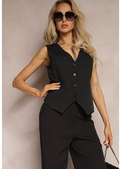 Czarna Klasyczna Kamizelka w stylu Garniturowym z Guzikami Riea ze sklepu Renee odzież w kategorii Kamizelki damskie - zdjęcie 170389414