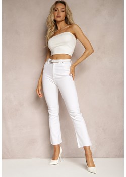 Białe Bawełniane Jeansy z Rozszerzanymi Postrzępionymi Nogawkami Navirea ze sklepu Renee odzież w kategorii Jeansy damskie - zdjęcie 170389460