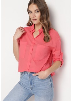 Różowa Bawełniana Koszula Klasyczna z Kieszeniami Sasana ze sklepu Born2be Odzież w kategorii Koszule damskie - zdjęcie 170390263