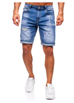 Granatowe krótkie spodenki jeansowe męskie Denley NG60365 ze sklepu Denley w kategorii Spodenki męskie - zdjęcie 170393590
