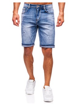 Niebieskie krótkie spodenki jeansowe męskie Denley NG60367 ze sklepu Denley w kategorii Spodenki męskie - zdjęcie 170393592