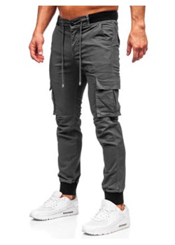 Grafitowe spodnie joggery bojówki męskie Denley MP0208GS ze sklepu Denley w kategorii Spodnie męskie - zdjęcie 170393600