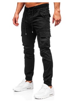 Czarne spodnie joggery bojówki męskie Denley MP0208N ze sklepu Denley w kategorii Spodnie męskie - zdjęcie 170393601