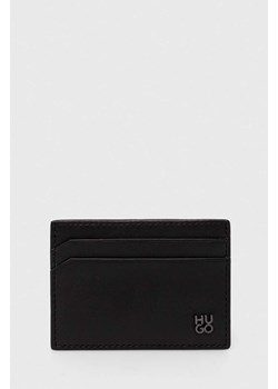HUGO etui na karty skórzane kolor czarny ze sklepu ANSWEAR.com w kategorii Portfele męskie - zdjęcie 170394324
