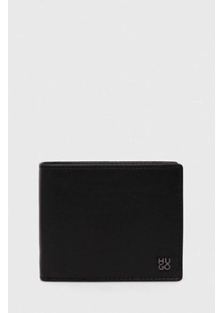 HUGO portfel skórzany męski kolor czarny ze sklepu ANSWEAR.com w kategorii Portfele męskie - zdjęcie 170394343