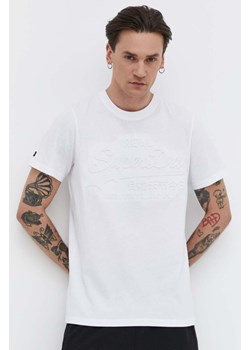 Superdry t-shirt bawełniany męski kolor biały z aplikacją ze sklepu ANSWEAR.com w kategorii T-shirty męskie - zdjęcie 170394644