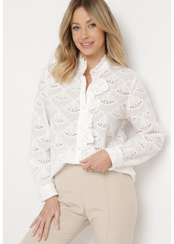 Biała Bawełniana Koszula z Ażurowym Haftem Millow ze sklepu Born2be Odzież w kategorii Koszule damskie - zdjęcie 170404863