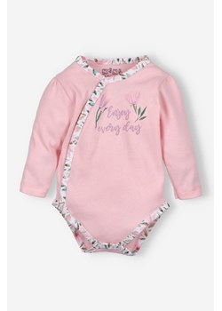 Body kopertowe PINK FLOWERS z bawełny organicznej - różowe ze sklepu 5.10.15 w kategorii Body niemowlęce - zdjęcie 170405063