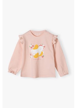 Różowa bawełniana bluzka niemowlęca z długim rękawem - Z mamą najlepiej ze sklepu 5.10.15 w kategorii Kaftaniki i bluzki - zdjęcie 170405160