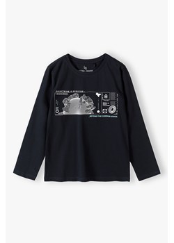 Czarna bluzka bawełniana z długim rękawem z nadrukiem ze sklepu 5.10.15 w kategorii T-shirty chłopięce - zdjęcie 170405171