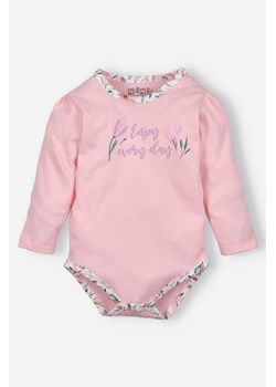 Body niemowlęce PINK FLOWERS z bawełny organicznej - różowe ze sklepu 5.10.15 w kategorii Body niemowlęce - zdjęcie 170405193