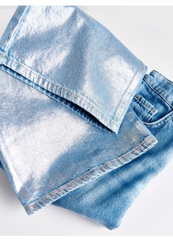 Reserved - Jeansy super wide leg z błyszczącymi nogawkami - niebieski ze sklepu Reserved w kategorii Spodnie dziewczęce - zdjęcie 170406131