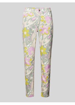Spodnie o kroju slim fit z kwiatowym nadrukiem na całej powierzchni model ‘ORNELLA’ ze sklepu Peek&Cloppenburg  w kategorii Spodnie damskie - zdjęcie 170407010