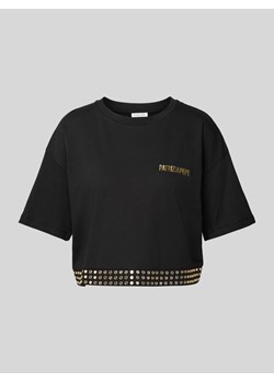 T-shirt krótki z nadrukiem z logo i nitami ze sklepu Peek&Cloppenburg  w kategorii Bluzki damskie - zdjęcie 170407623
