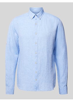 Koszula lniana o kroju modern fit z kołnierzykiem typu button down model ‘Dirk’ ze sklepu Peek&Cloppenburg  w kategorii Koszule męskie - zdjęcie 170407682