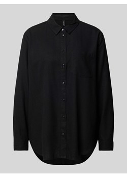 Bluzka z mieszanki wiskozy i lnu w jednolitym kolorze ze sklepu Peek&Cloppenburg  w kategorii Koszule damskie - zdjęcie 170408032