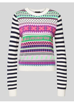 Sweter z dzianiny z okrągłym dekoltem ze sklepu Peek&Cloppenburg  w kategorii Swetry damskie - zdjęcie 170408043