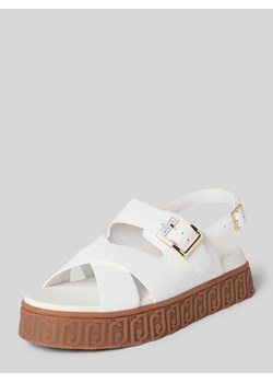 Sandały skórzane z detalem z logo model ‘LOVELY’ ze sklepu Peek&Cloppenburg  w kategorii Klapki damskie - zdjęcie 170408102