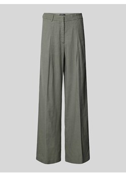 Spodnie lniane z szeroką nogawką i zakładkami w pasie model ‘MIRA’ ze sklepu Peek&Cloppenburg  w kategorii Spodnie damskie - zdjęcie 170408473