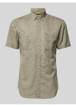 Koszula casualowa z mieszanki lnu i bawełny z kołnierzykiem typu button down ze sklepu Peek&Cloppenburg  w kategorii Koszule męskie - zdjęcie 170408792