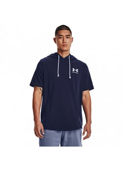 Męska bluza dresowa nierozpinana z krótkim rękawem Under Armour UA Rival Terry LC SS HD - granatowa ze sklepu Sportstylestory.com w kategorii Bluzy męskie - zdjęcie 170410573