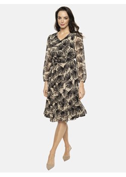 Beżowa sukienka midi w dmuchawce Potis & Verso Milana ze sklepu Eye For Fashion w kategorii Sukienki - zdjęcie 170411452