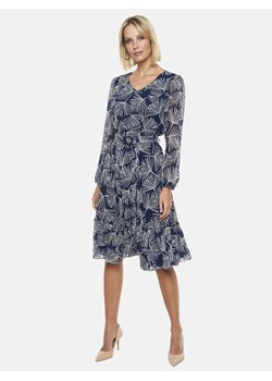 Granatowa sukienka midi w dmuchawce Potis & Verso Milana ze sklepu Eye For Fashion w kategorii Sukienki - zdjęcie 170411492