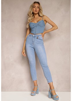 Jasnoniebieskie Jeansy o Dopasowanym Fasonie Skinny Galeth ze sklepu Renee odzież w kategorii Jeansy damskie - zdjęcie 170412550