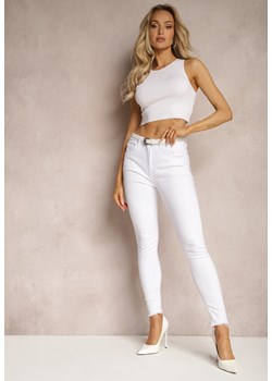 Białe Jeansy Skinny z Lekko Postrzępionymi Nogawkami Griana ze sklepu Renee odzież w kategorii Jeansy damskie - zdjęcie 170412561
