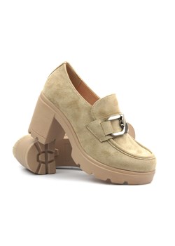 Eleganckie buty damskie - Potocki 24-12041, beżowe ze sklepu ulubioneobuwie w kategorii Półbuty damskie - zdjęcie 170412573